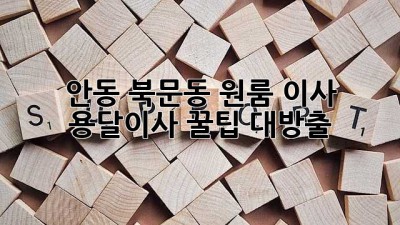 안동 북문동 원룸 이사? 용달이사 꿀팁 대방출!