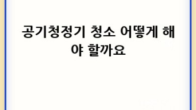 벌교읍 마동리 공기청정기 관리 및 청소 완벽 가이드